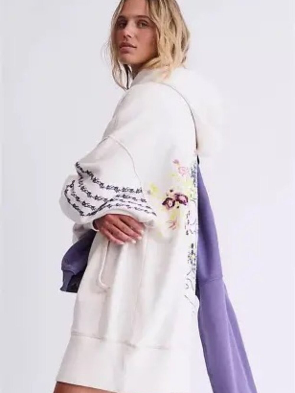 FREE PEOPLE ALL MY LOVE EMBROIDERED LOGO HOODIE